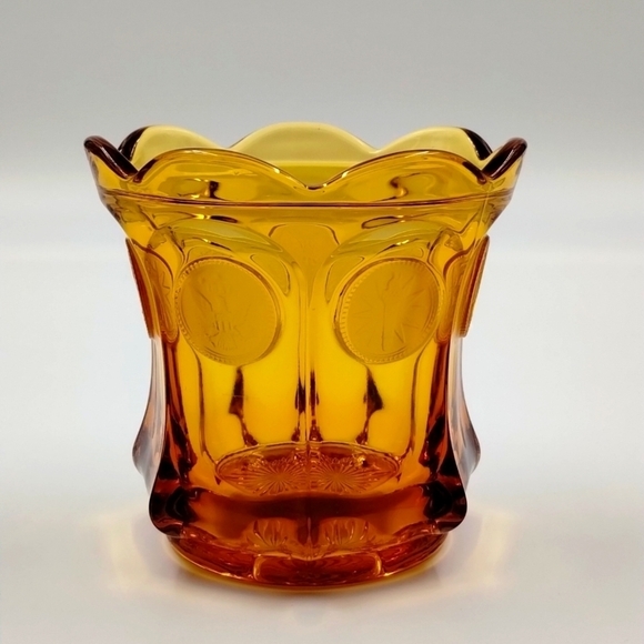 Fostoria Amber Coin Dish 4" tall - Picture 1 of 7